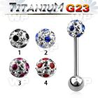 h44day7 g23 titanium tongue bar 1 6mm 6mm ball ferido glue cryst tongue piercing