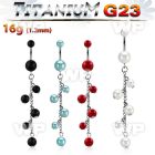 h4u1mal g23 titanium belly ring 5 8mm faux pearl balls dangling belly piercing