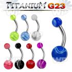 h4uj4 g23 titanium belly ring 5 8mm acrylic marble ball belly piercing
