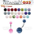h4uma g23 titanium belly ring 5 8mm faux pearl ball belly piercing