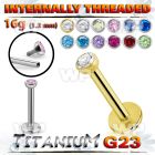 hb48g3 titanium labret stud flat head bezel set cz internal
