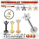 hb48us0 titanium labret stud 16g flower top five cz internal