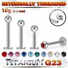 hb4c4z8 titanium internal labret stud 3mm crystal ball
