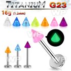hbibuz g23 titanium labret 1 2mm 3mm glow in the dark cone lower lip piercing