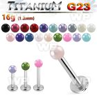 hbmaz g23 titanium labret stud 1 2mm 3mm faux pearl ball lower lip piercing
