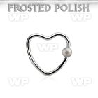 hcr16f3 steel heart shaped ball closure ring w 3mm frosted ball
