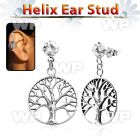 hexzd4 925 silver helix earstud w dangling tree of life symbol