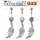 hj61syt g23 titanium belly ring dangling bird wing design tiny belly piercing