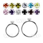 hpz2m silver seamless nose hoop w 2mm prong set cz stone