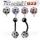 hr4udat7 ion plated g23 titanium belly ring 5mm top titanium ball belly piercing