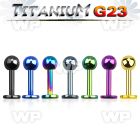 hrb4403 ion plated g23 titanium labret stud 1 2mm 4mm ball lower lip piercing