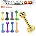 hrb44z ion plated g23 titanium labret stud 1 2mm 3mm ball lower lip piercing