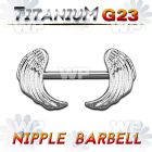 hum3xes g23 titanium nipple barbell 1 6mm rhodium plated wing nipple piercing