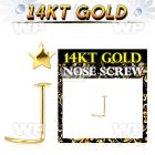 i33r 14kt gold nose screw spiral 0 6mm 2mm star shaped top nose piercing