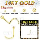 i364e 14kt gold nose screw 1 5mm ball shaped top nose piercing