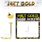 i3a1 14kt gold nose screw spiral 0 6mm 2mm round top nose piercing