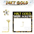 i3g3je 14kt gold nose screw spiral 0 6mm 3mm star shaped prong nose piercing