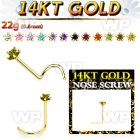i3g3je 14kt gold nose screw spiral 0 6mm 3mm star shaped prong nose piercing