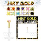 i48gvj bio flex labret 1 2mm push in solid 14k gold top 2mm squ lower lip piercing