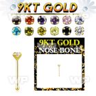 i4gkj9 9kt gold nose bone 2mm round prong set cz stone nose piercing