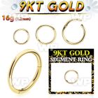 i93wixey 9kt gold hinged segment clicker 16g