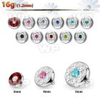 iafrb 5mm steel dermal anchor top w dot multi crystal