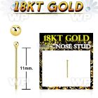 iin34e 18kt gold fishtail straight nose stud 22g ball top