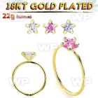 img3jkk 18kt gold finish silver seamless nose ring 22g star