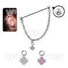 indsdz1 steel industrial loop barbell w jewel ball w star cz 