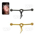 indtd14 black industrial loop barbell w balls lightning symbol