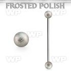 info4s 316l steel industrial barbell w 2 4mm frosted steel ball