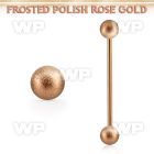 inttfo5 rose gold steel industrial barbell w 5mm frosted balls