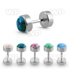ipmo 316l steel fake plug w synthetic opal top