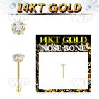 iu43aje 14k gold nose bone 3mm prong set star cubic zirconia (cz) stone