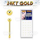 iu44f 14kt gold nose bone 1 5mm ball shaped top nose piercing