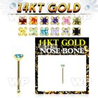 iu4vje 14kt gold nose pin 22g square colored cz