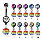 j12dati ion plated steel belly ring l dangling 8mm ball ferido belly piercing