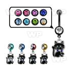 j12spz ion plated steel belly ring l dangling black cat length belly piercing