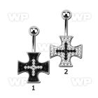 j610e94 steel belly ring ferido glued black clear crystal iron belly piercing