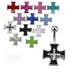 j610e9 steel belly bananas 1 6mm ferido glued multi crystal iro belly piercing