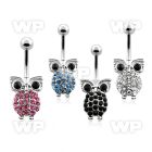 j610se steel belly ring lower crystal owl end length 10mm 3 8 belly piercing