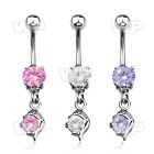 j61gep steel belly ring w dangling dangling small dolphin desi belly piercing