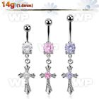 j61gzl9 steel belly ring press fit double jewel ball dangling belly piercing