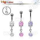 j61gzlk steel belly ring press fit double jewel ball dangling belly piercing