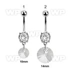 j61lel steel belly ring w dangling round crystal belly piercing