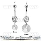 j61let steel belly ring w dangling round swarovski crystal belly piercing