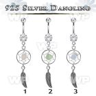 j61q1e surgical steel double jewel belly ring dangling silver belly piercing