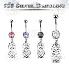 j61q1es steel belly ring w dangling silver 925 owl belly piercing