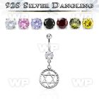 j61q1y steel belly ring w dangling silver 925 david star symbol belly piercing
