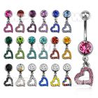 j61s0k steel belly ring w 8mm press fit jewel ball heart shaped belly piercing